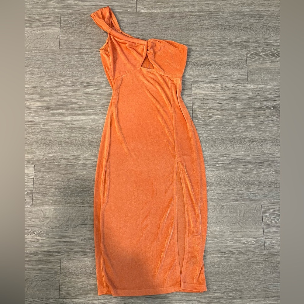 Cider one shoulder midi dress with slit